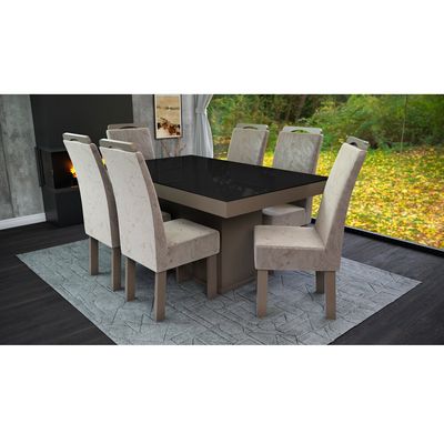 Conjunto Mesa com 6 Cadeiras Talismã New Premium Nevada Tabaco/Preto