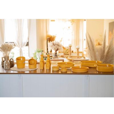 Azeiteiro Em Porcelana Assar E Servir 7x25cm Germer Amarelo