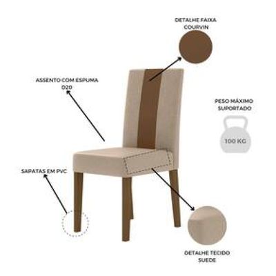 Conjunto Sala de Jantar Mesa com 4 Cadeiras Belle Poliman Bege Claro