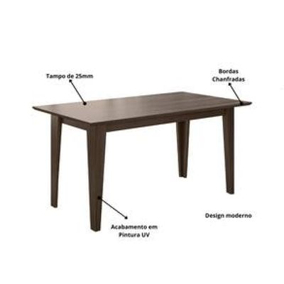 Conjunto de Sala de Jantar Mesa com 6 cadeiras Goya Poliman Marrom Cacau