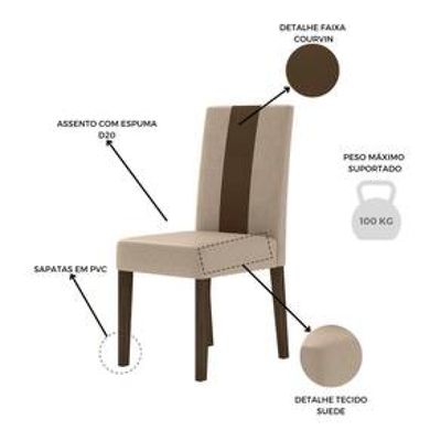 Conjunto de Sala de Jantar Mesa com 6 cadeiras Goya Poliman Marrom Cacau