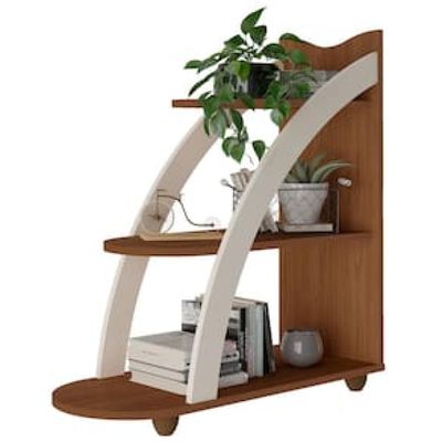 Mesa de Apoio Artely Andes com 2 Prateleiras Marrom Cacau