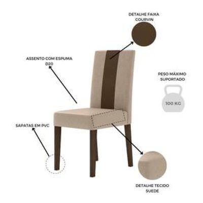 Conjunto Sala de Jantar Mesa com 4 Cadeiras Belle Poliman Marrom Cacau