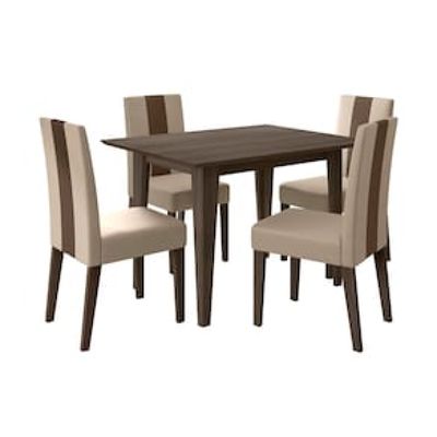 Conjunto Sala de Jantar Mesa com 4 Cadeiras Belle Poliman Marrom Cacau