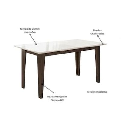 Conjunto de Sala de Jantar Mesa com 6 Cadeiras Goya Poliman Marrom Cacau