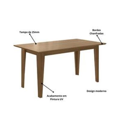 Conjunto de Sala de Jantar Mesa com 6 cadeiras Goya Poliman Bege Claro