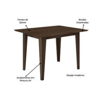 Conjunto Sala de Jantar Mesa com 4 Cadeiras Belle Poliman Marrom Cacau