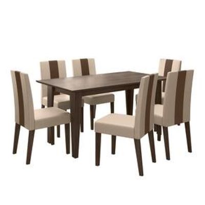 Conjunto de Sala de Jantar Mesa com 6 cadeiras Goya Poliman Marrom Cacau