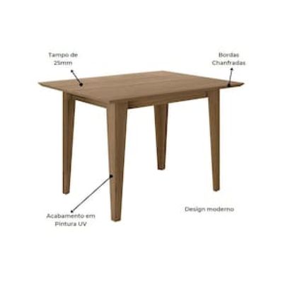 Conjunto Sala de Jantar Mesa com 4 Cadeiras Belle Poliman Bege Claro