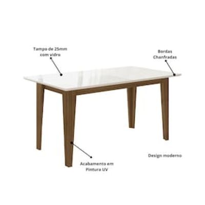 Conjunto de Sala de Jantar Mesa com 6 Cadeiras Goya Poliman Bege Claro