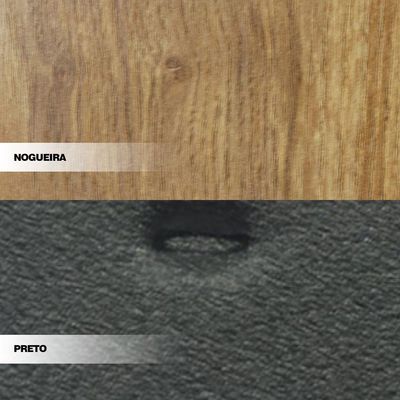 Mesa Sala de Jantar 6 Lugares 218cm Tampo Oval Efron Nogueira/Preto - Gran Belo