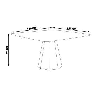 Mesa Sala de Jantar 4 Lugares 135cm Tampo Quadrado Talocan Freijó - Gran Belo