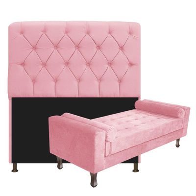 Kit Cabeceira Lady Recamier Félix 100cm Suede Rosa Bebê