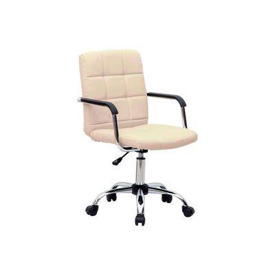Conjunto de Mesa New Preta com Cadeira de Escritório Secretária Giratória Fitz Bege