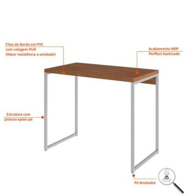 Conjunto de Mesa Studio Mel e Branca com Cadeira de Escritório Secretária Giratória Oxford Preta