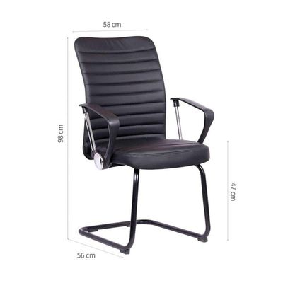 Conjunto de Mesa New com Cadeira de Escritório Interlocutor Fixa Oslo Preta