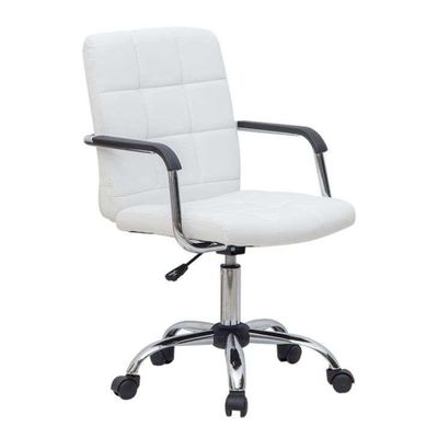 Conjunto de Mesa Morada com Cadeira de Escritório Secretária Giratória Fitz Branca