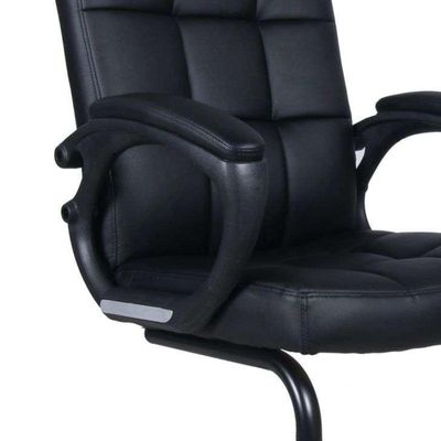 Conjunto de Mesa Morada Branca com Cadeira de Escritório Interlocutor Fixa Charles Preta