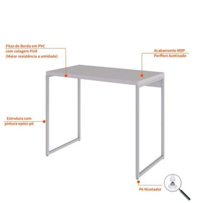 Conjunto de Mesa Studio Branca com Cadeira de Escritório Secretária Giratória Oxford Preta