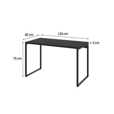 Conjunto de Mesa Kuadra Preta 120 cm com Cadeira de Escritório Secretária Giratória Marilyn Branca