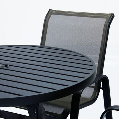 Kit 2 Chaises 1 Mesa 4 Cadeiras 1 Mesinha Ombrelone com base Preto
