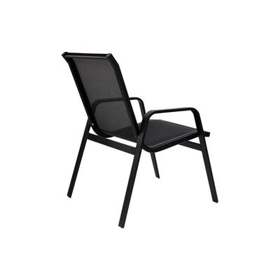 Jogo De Mesa Ripada Aluminio 4 Cadeiras Tela Sling Piscina Preto