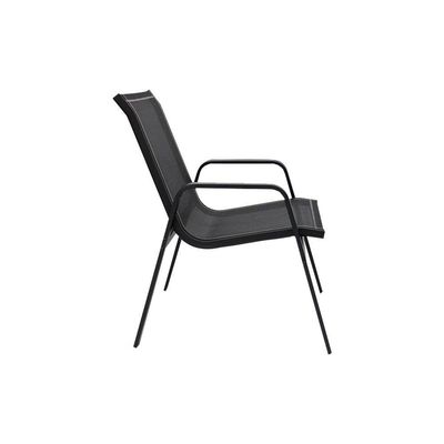 Jogo De Mesa Ripada Aluminio 4 Cadeiras Tela Sling Piscina Preto