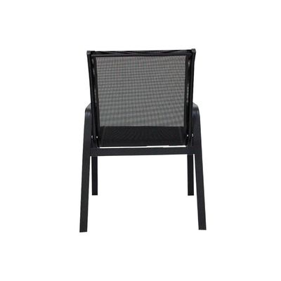 Jogo De Mesa Ripada Aluminio 4 Cadeiras Tela Sling Piscina Preto