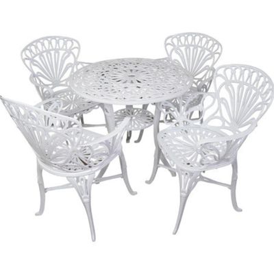 Conjunto De Jardim Modelo Primavera Mesa E 4 Cadeiras Branco