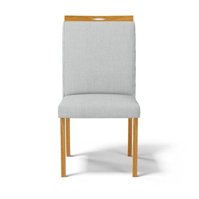 Kit Com 4 Cadeiras Agnes Madeira Maciça Estofadas Para Mesa De Jantar Linho Cinza 407