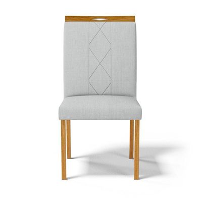 Kit Com 6 Cadeiras Ana Madeira Maciça Estofadas Para Mesa De Jantar Linho Cinza 407