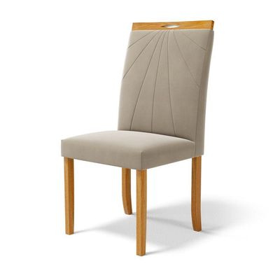 Kit Com 2 Cadeiras Maiara Madeira Maciça Estofadas Para Mesa De Jantar Veludo Bege 102