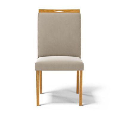 Kit Com 2 Cadeiras Agnes Madeira Maciça Estofadas Para Mesa De Jantar Veludo Bege 102
