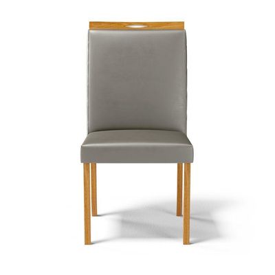 Kit Com 2 Cadeiras Agnes Madeira Maciça Estofadas Para Mesa De Jantar Veludo Chumbo 109