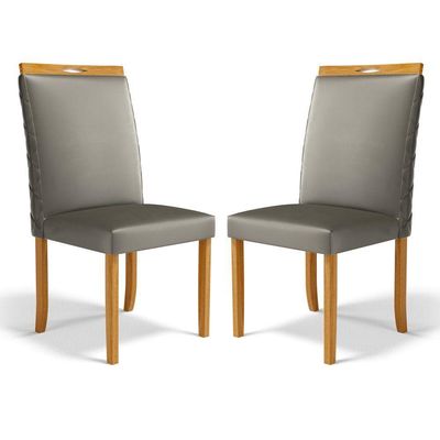 Kit Com 2 Cadeiras Agnes Madeira Maciça Estofadas Para Mesa De Jantar Veludo Chumbo 109