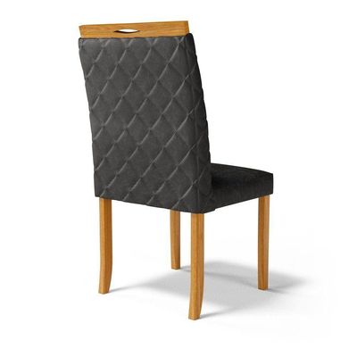 Kit Com 6 Cadeiras Agnes Madeira Maciça Estofadas Para Mesa De Jantar Courino Preto 503