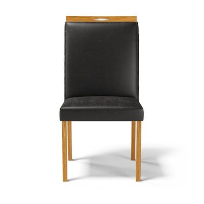 Kit Com 6 Cadeiras Agnes Madeira Maciça Estofadas Para Mesa De Jantar Courino Preto 503