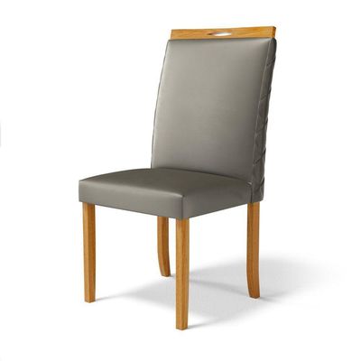 Kit Com 2 Cadeiras Agnes Madeira Maciça Estofadas Para Mesa De Jantar Veludo Chumbo 109