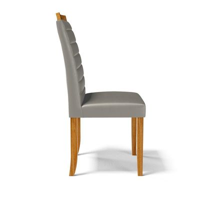 Kit Com 4 Cadeiras Sara Madeira Maciça Estofadas Para Mesa De Jantar Veludo Chumbo 109