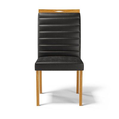 Kit Com 6 Cadeiras Sara Madeira Maciça Estofadas Para Mesa De Jantar Courino Preto 503