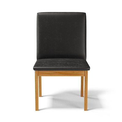Kit Com 4 Cadeiras Daniela Madeira Maciça Estofada Para Mesa De Jantar Courino Preto 503