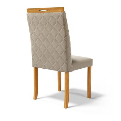 Kit Com 6 Cadeiras Agnes Madeira Maciça Estofadas Para Mesa De Jantar Veludo Bege 102