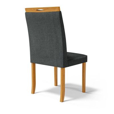 Kit Com 2 Cadeiras Aurora Madeira Maciça Estofadas Para Mesa De Jantar Linho Chumbo 406
