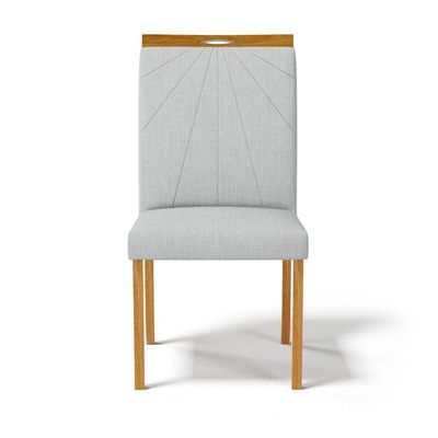 Kit Com 4 Cadeiras Maiara Madeira Maciça Estofadas Para Mesa De Jantar Linho Cinza 407