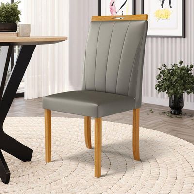 Kit Com 4 Cadeiras Aurora Madeira Maciça Estofadas Para Mesa De Jantar Veludo Chumbo 109