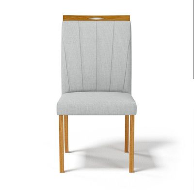 Kit Com 4 Cadeiras Aurora Madeira Maciça Estofadas Para Mesa De Jantar Linho Cinza 407