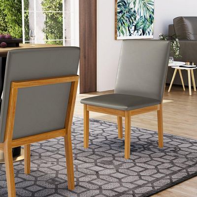 Kit Com 4 Cadeiras Daniela Madeira Maciça Estofada Para Mesa De Jantar Veludo Chumbo 109