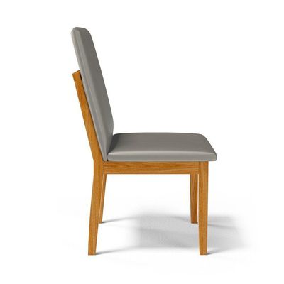 Kit Com 4 Cadeiras Daniela Madeira Maciça Estofada Para Mesa De Jantar Veludo Chumbo 109