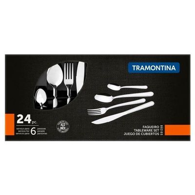 Kit 48 Peças Faqueiro Tramontina Búzios Talheres Em Aço Inox