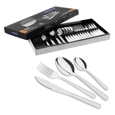 Kit 48 Peças Faqueiro Tramontina Búzios Talheres Em Aço Inox